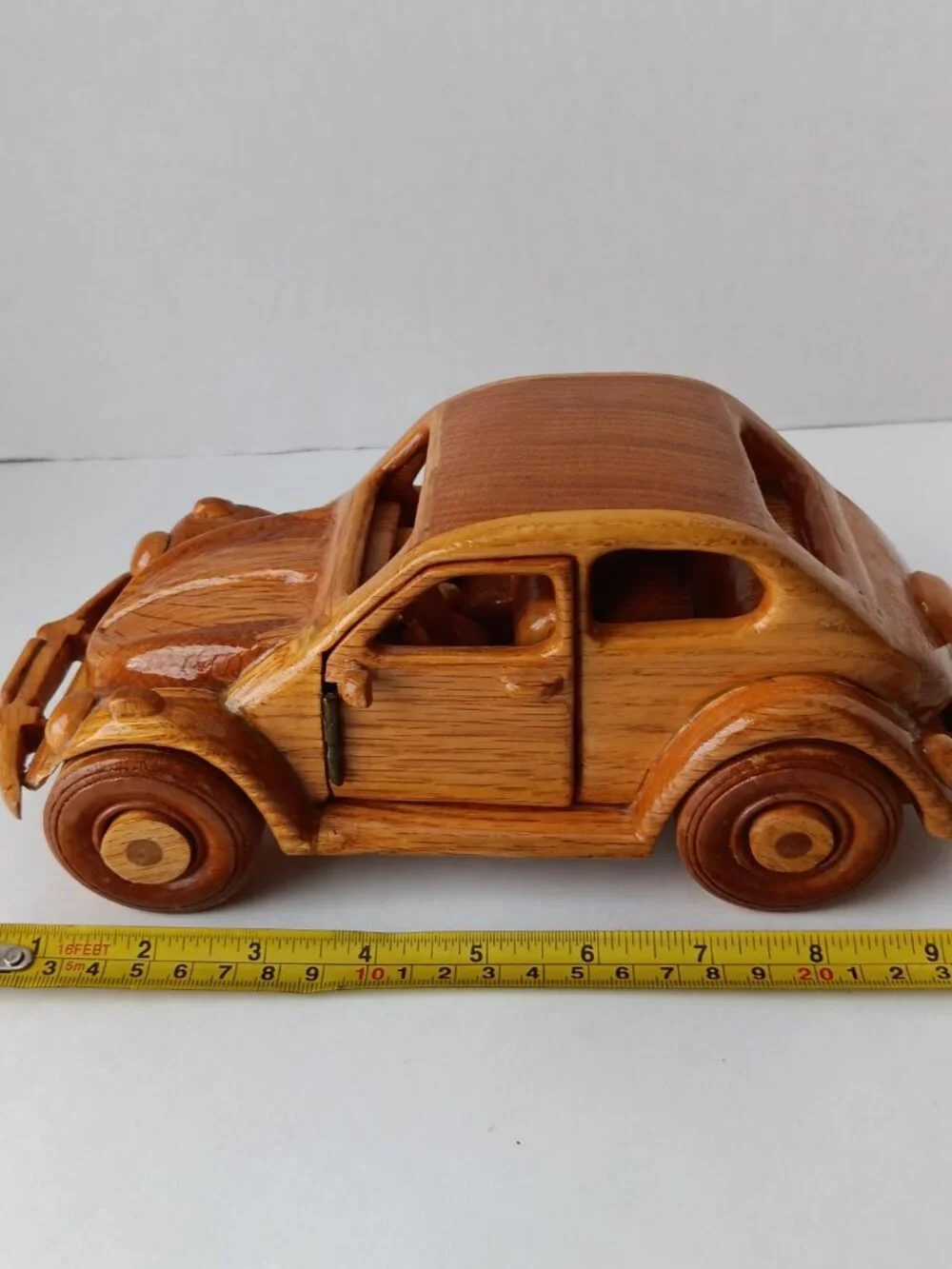 Handmade Oak Model Volkswagen  - 10 in (L)  x 4.5 in (W) - Working Doors/Wheels
